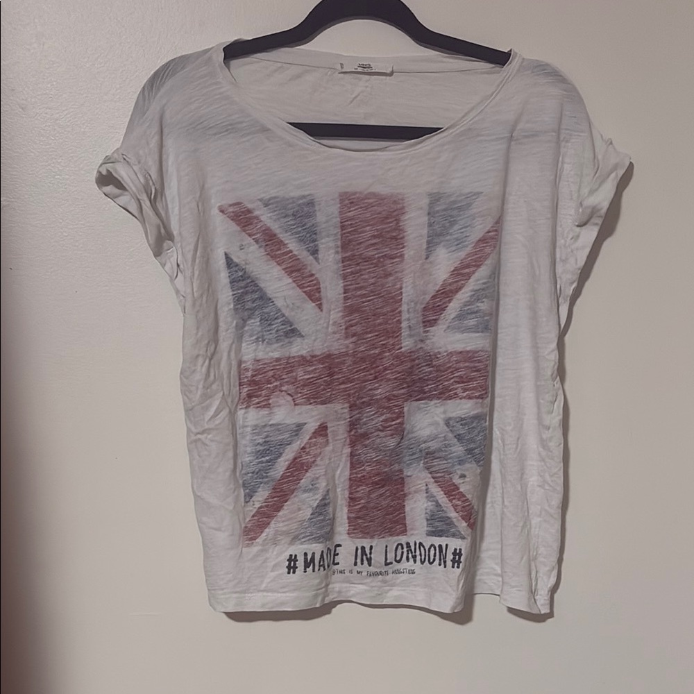 White Tee with Union Jack Print